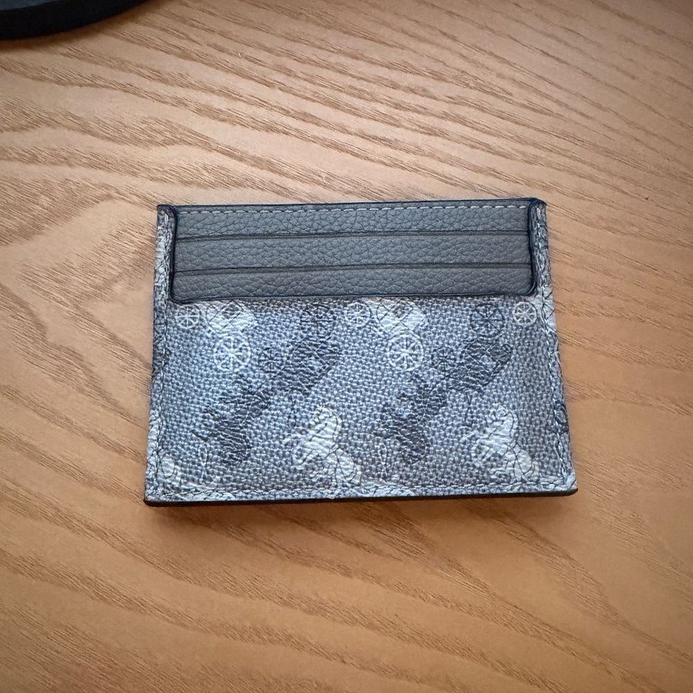 Coach Leather Card Case w/ Horse & Carriage Printed Coated Canvas